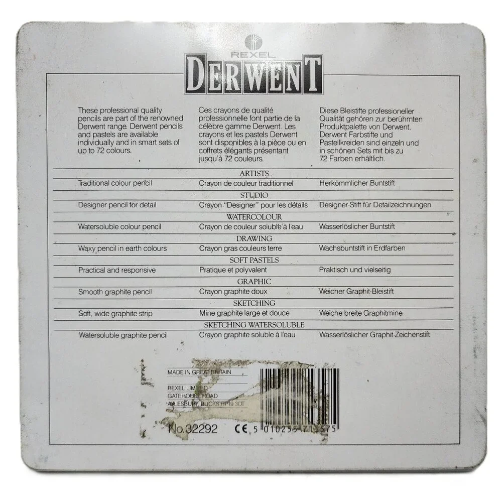 RARE DISCONTINUED Rexel Derwent Professional Watercolor Pencil Set in Metal Case